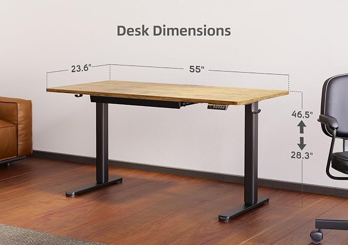 Claiks Standing Desk with Drawers, 55x24 Inch Electric Adjustable Height Sit - Image 3