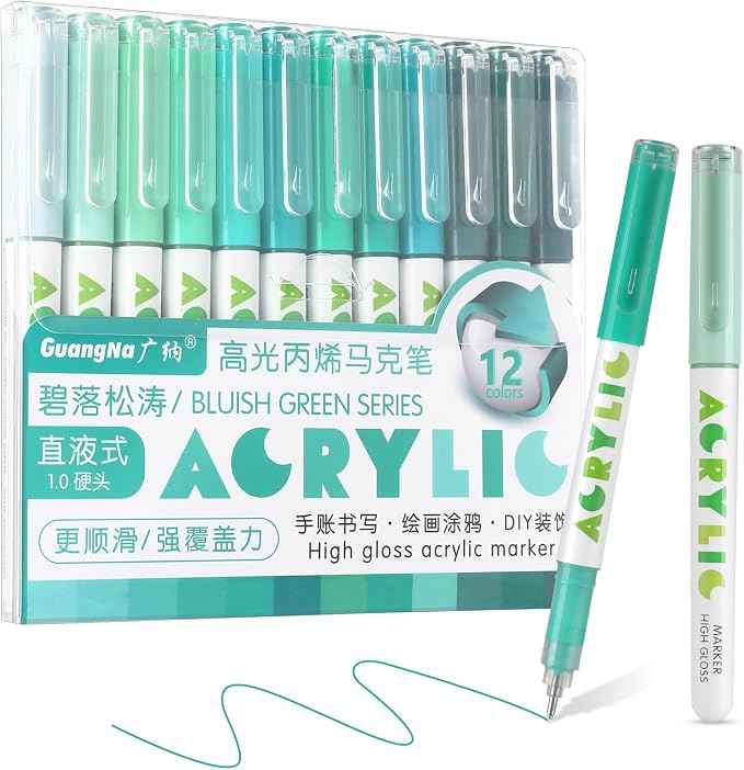 kander Acrylic Gel Pens, 12 Colors Highlighter Acrylic Gel Ink Pens