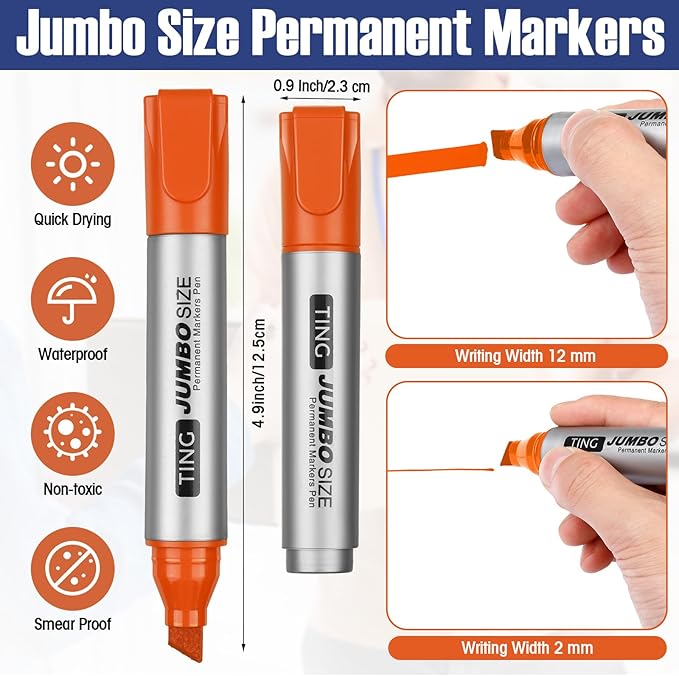 Fuutreo 10 Pack Jumbo Permanent Markers Bulk Large Chisel Tip Permanent Markers - Image 3