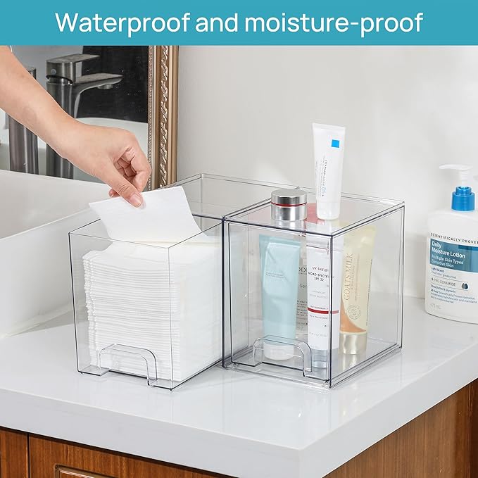 Vtopmart 7.6" H Clear Stackable Storage Drawers, 4 Pack Plastic Organizers Bins - Image 5