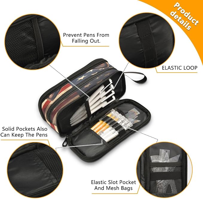BOENLE Dog German Shepherd American Flag Pencil Case Box Boys Girls Large - Image 3