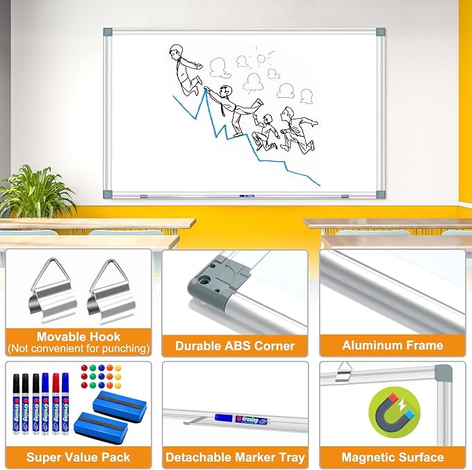 Large Magnetic Dry Erase Whiteboard, Dry Erase White Board - Image 2