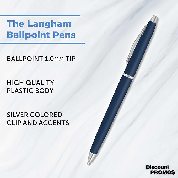 DISCOUNT PROMOS Langham Ballpoint Pens Set of 10, Bulk Pack - Image 3