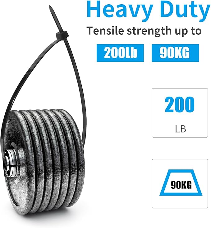 XINGO 26 inch Black Zip Ties Heavy Duty 100 Pack, 200 LBS Ultra Strong Plastic - Image 4