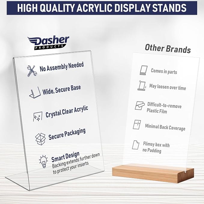 Slant Back Acrylic Sign Holder 8.5 x 11 Inches, Portrait Ad Frame and Flyer - Image 3