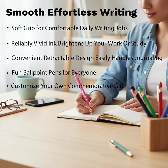 CRME Personalized Pens with Stylus Tip Customized Pens with Name/Logo Soft Grip - Image 5