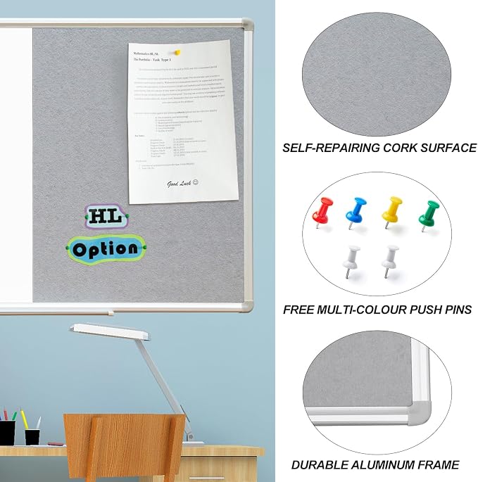 DEVELOP Grey Felt Bulletin & Magnetic Dry Erase Combo Board, 36 x 24 Inch - Image 3