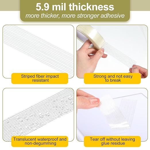 Treela 60 Rolls 1 Inch x 60 Yards Filament Strapping Tape 5.5 Mil Transparent - Image 3