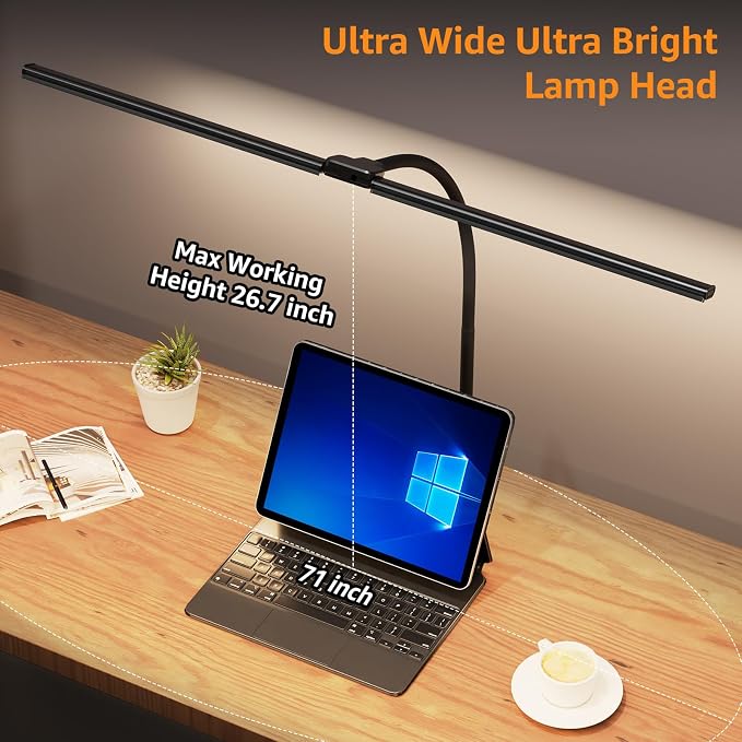 ShineTech Led Desk Lamp for Office Home, Bright Double Head Desk Light - Image 7