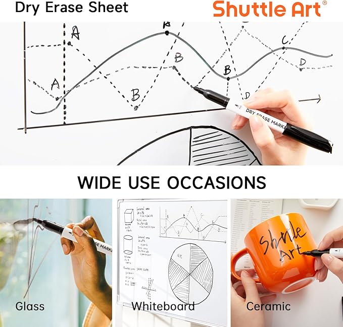 Shuttle Art Dry Erase Markers, 32 Pack Black Whiteboard Markers, Fine Tip Dry - Image 5