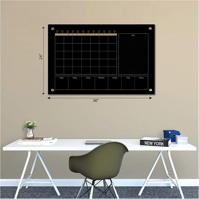 Black Glass 3-1 Monthly Dry Erase Calendar Whiteboard - Image 2