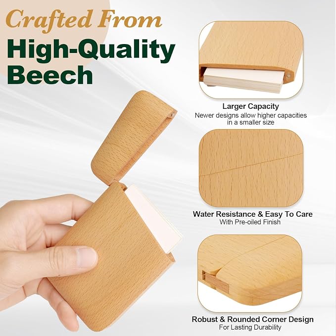 Yookin Wood Business Card Holder Wooden Magnetic Business Card Case Portable - Image 3