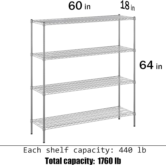Regal Altair 18" Deep x 60" Wide x 64" Height Wire Shelving Kit | 4-Tier | NSF - Image 3