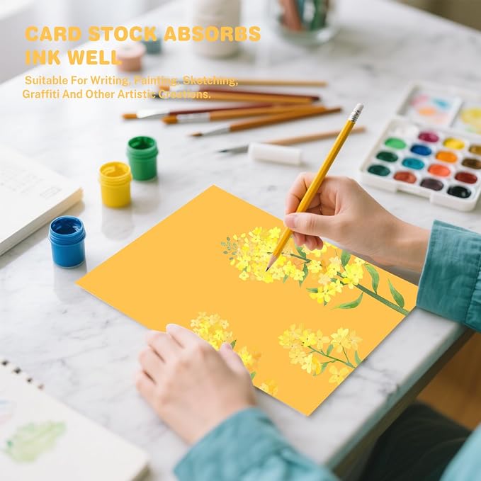 Yellow Cardstock 8.5 X 11, 80 Sheets Card Stock, 75lb/ 200gsm Copy Paper - Image 6