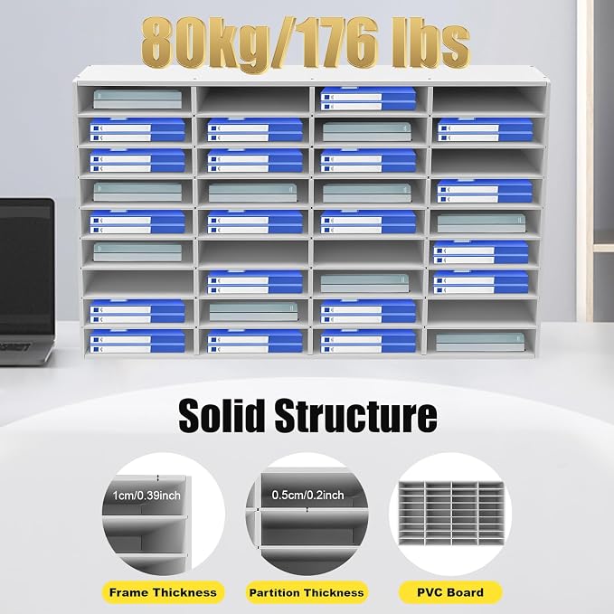 Literature Organizer with 36 Compartments | Adjustable Desktop File Sorter Mail - Image 4