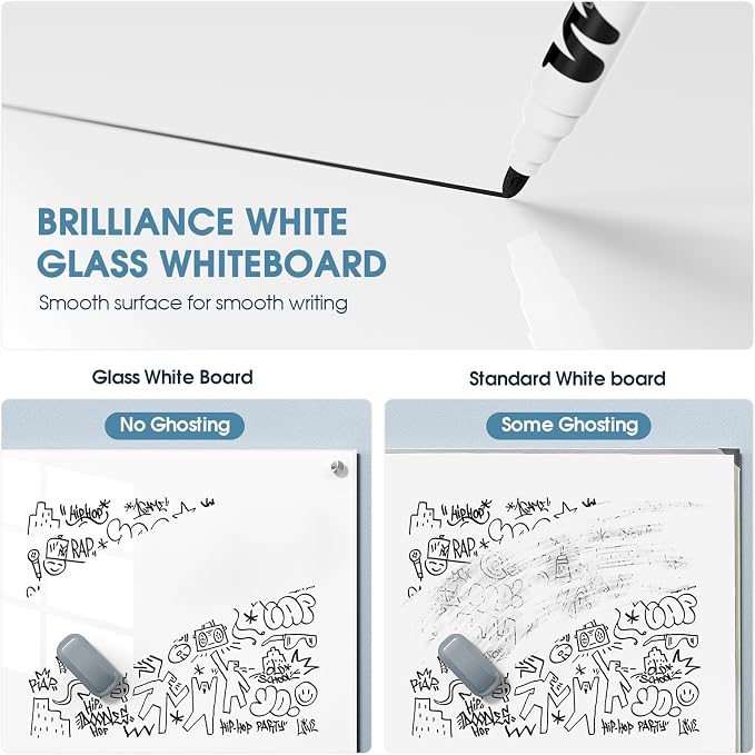 MaxGear Glass Whiteboard Tempered Magnetic Dry Erase Board 72 x 48 Inch Ultra - Image 6