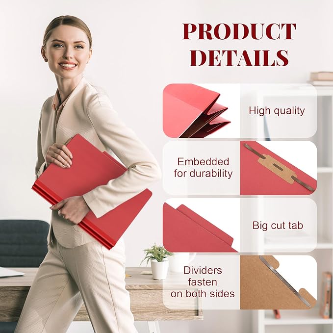 Skyygemm 60 Pcs Classification Folders Letter Size, 1 Divider Pressboard File - Image 3
