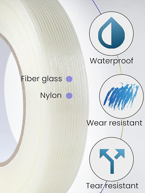 Lichamp Fiberglass Tape 1 inch, 2 Pack 60 Yards Filament Tape Nylon Fiber Glass - Image 3
