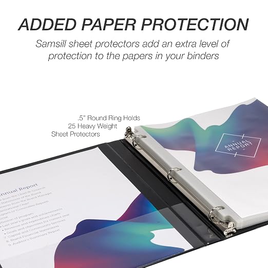Samsill 0.5 Inch 3 Ring Binder, Made in USA, Economy Round Ring, 100 Sheet - Image 7