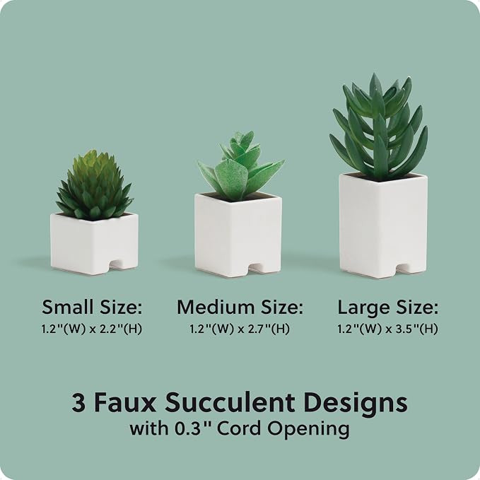 U Brands Adhesive Faux Succulent Cord Organizers, Kitchen Gadgets Cable - Image 6