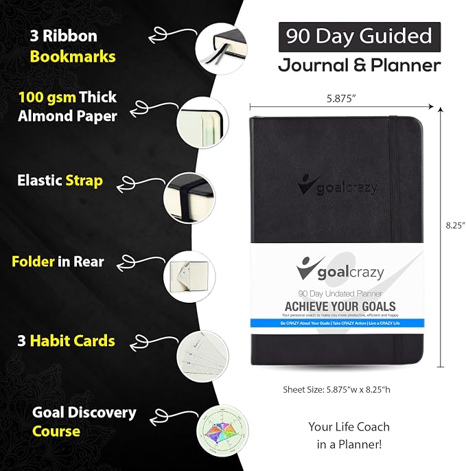 Undated Planner – 90 Day Guided Journal & Productivity Organizer, A5 Daily & - Image 2