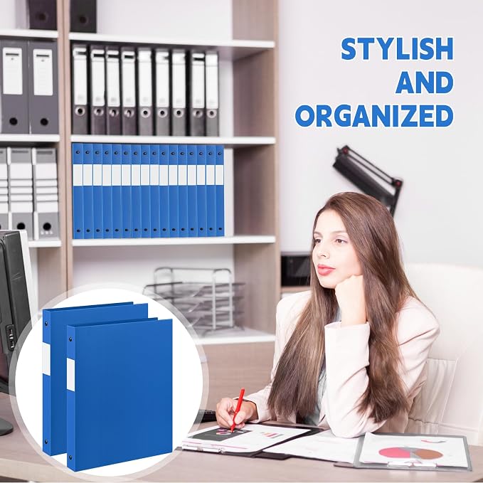Henoyso 16 Pcs 3 Ring Binder 0.5 Inch Round Fits Letter Size 8.5'' x 11'' Paper - Image 5
