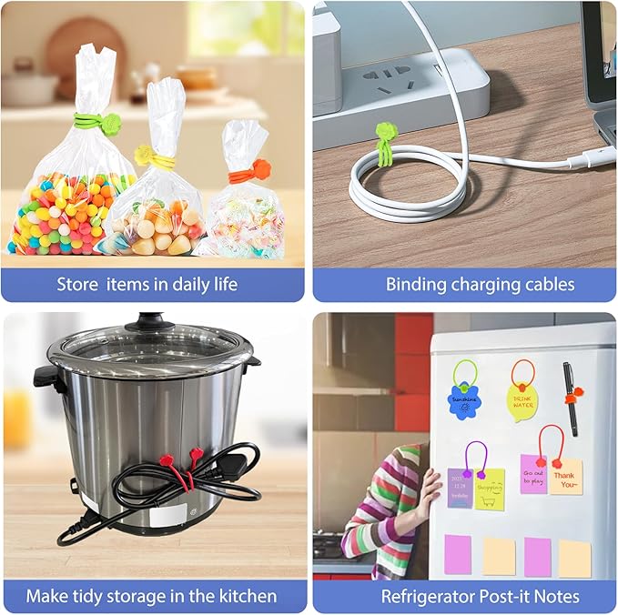 SOOOEC Magnetic Cable Ties, 24 Pack 7.2" Magnetic Cord Organizer Cute Cloud - Image 5