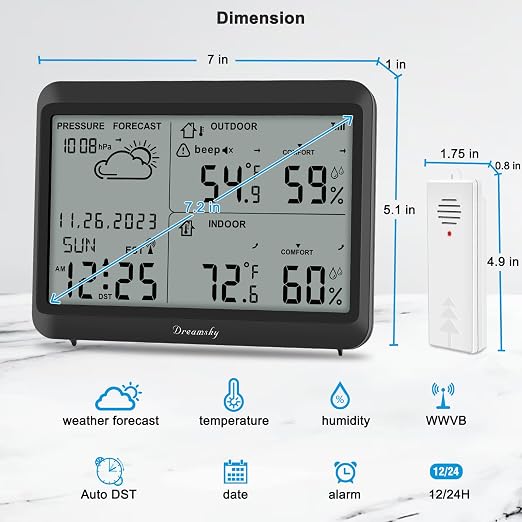 DreamSky Weather Station Indoor Outdoor Thermometer Wireless - Image 7