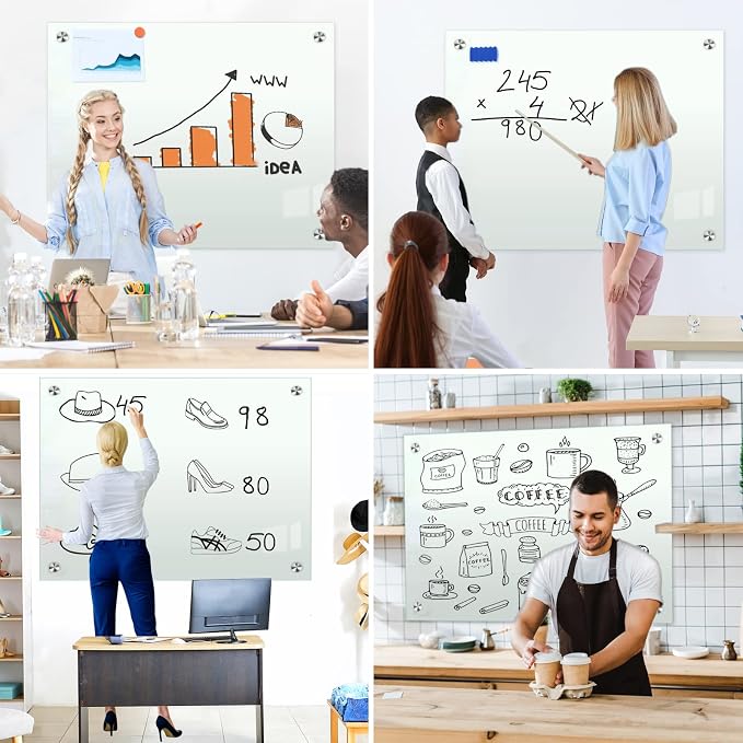 H-Qprobd Glass White Board for Wall Dry Erase Board 48" x 32" Magnetic - Image 7