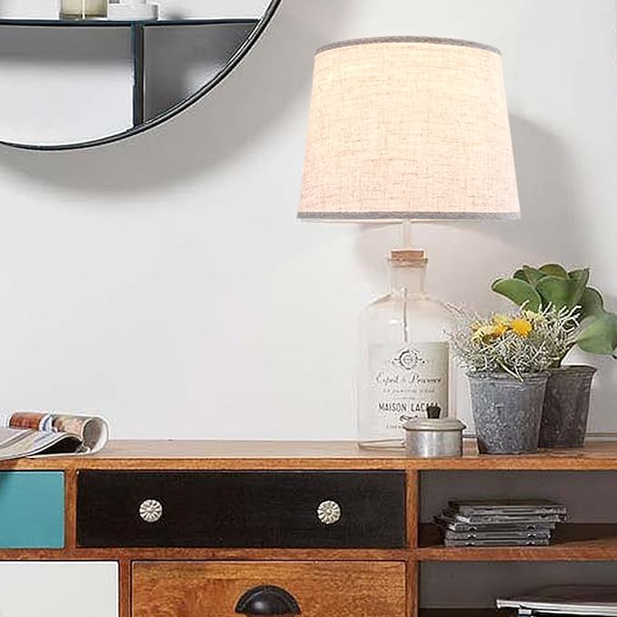 GO&SO Oatmeal Linen Drum Lamp Shade - Image 9