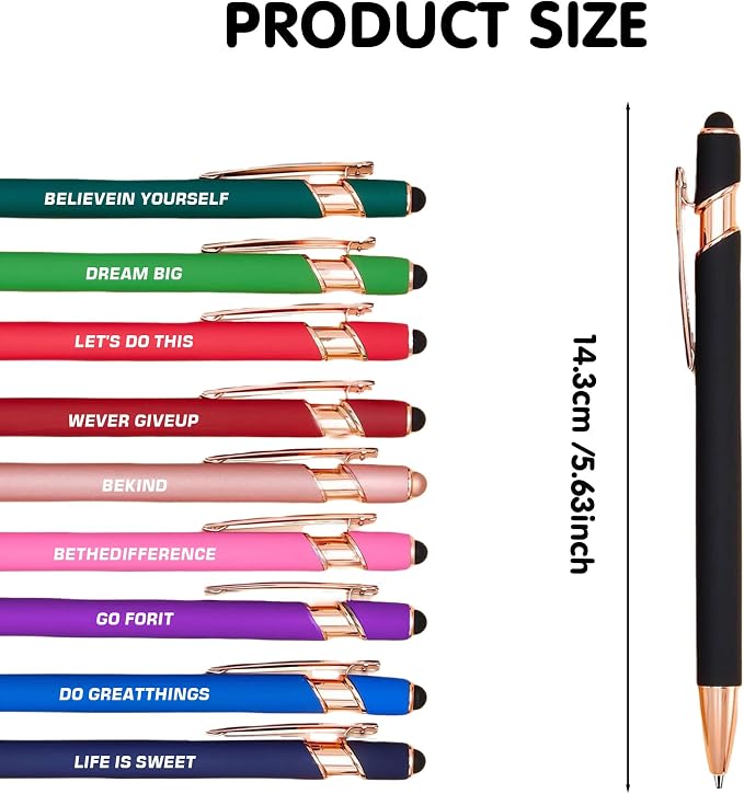 10pcs Inspirational Quotes Rose Gold Pens Set Fashion Design Novelty Pens Funny - Image 6