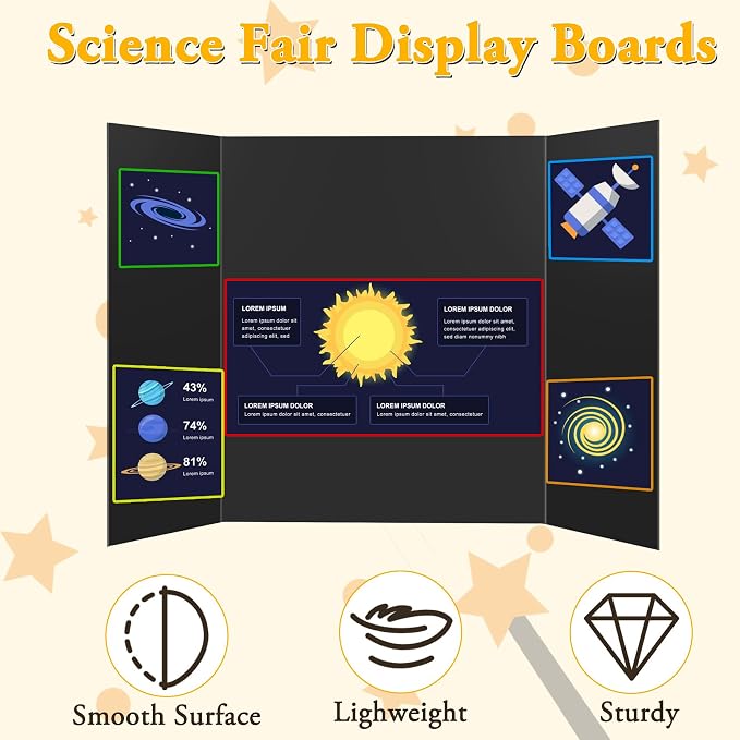 AKONEGE 4PCS Medium Trifold Poster Board 26" x 16" Black Tri Fold Presentation - Image 8