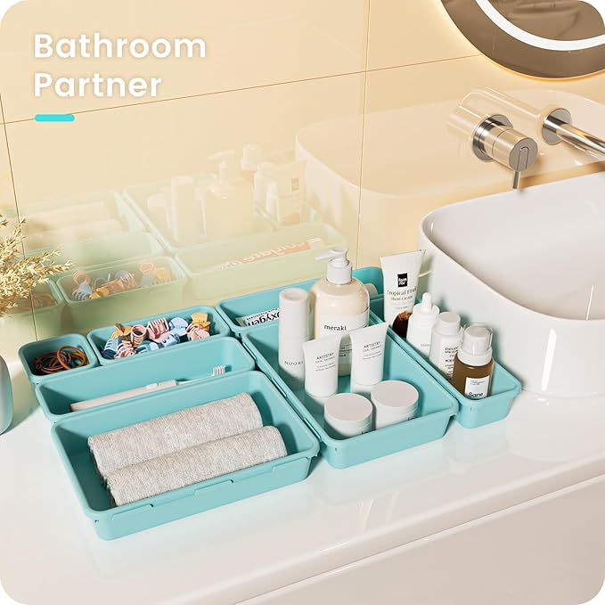 A-LuGei 【】 【】 BlueGreen Drawer Organizer, Makeup organizer - Image 2