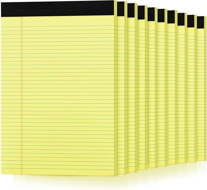 Aidunmis 10 Pack Yellow Legal Pads 8.5 x 11 College Ruled Note Pads Lined by Aidunmis