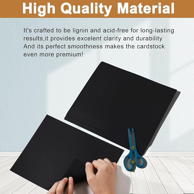 Silunkia 120 Sheets Black Cardstock 8.5 x 11 Printer Paper, 250gsm/92lb - Image 4