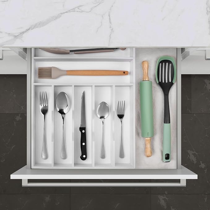 oridom Kitchen Bamboo Silverware Organizer, Kitchen Drawer Organizer - Image 9