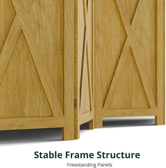 Cozy Castle Wood Room Divider, 3 Panel 66.9 Inch Privacy Screen, Folding Wall - Image 7