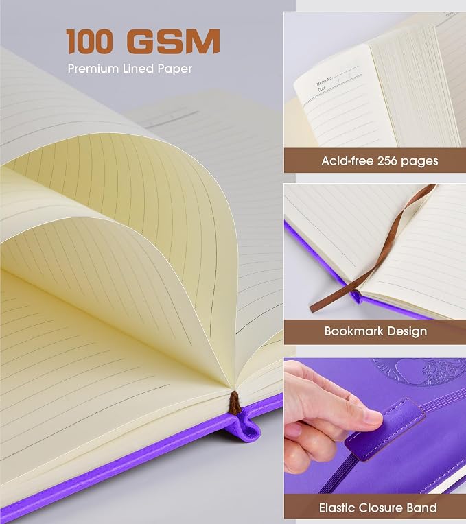 Biuwory Lined Journal Notebook for Women Men, 256 Pages A4 Large Hardcover - Image 4