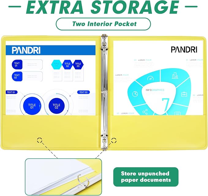 3 Ring Binder 0.5 Inch, PANDRI 6 Pack 1/2-Inch Binder Fits Letter Size 8.5'' x - Image 4