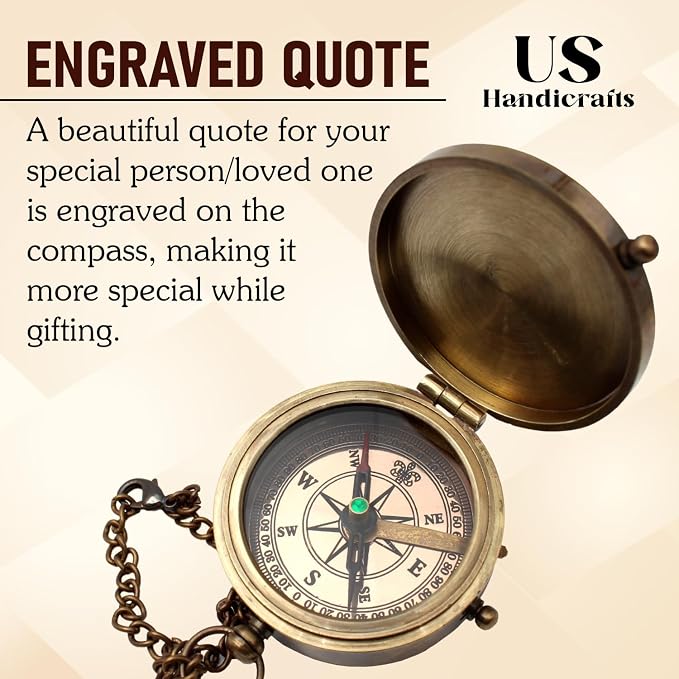 Be Strong and Courageous, Do Not Be Afraid Brass Engraved Compass - Image 2