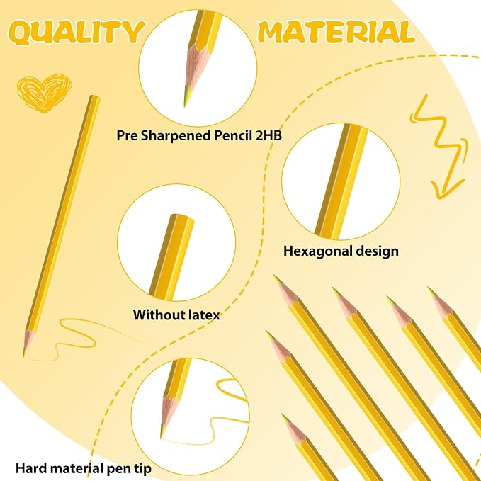sqzrmdcg 36 PCS Yellow Colored Pencils, Pre-sharpened Professional Wooden Art - Image 3