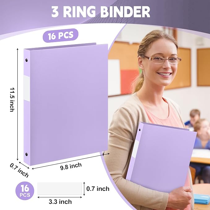 Henoyso 16 Pcs 3 Ring Binder 0.5 Inch Round Fits Letter Size 8.5'' x 11'' Paper - Image 2