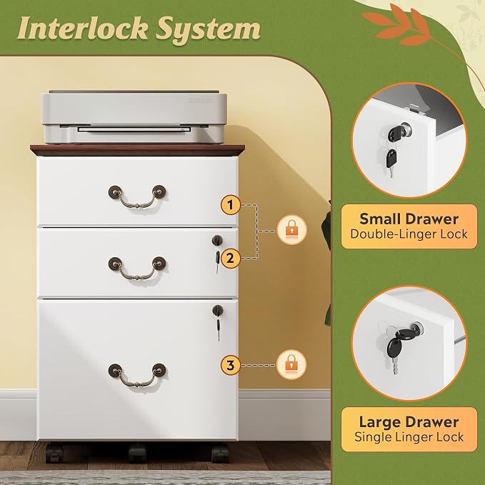 DEVAISE File Cabinet 3-Drawer, Small Office Furniture - Image 5