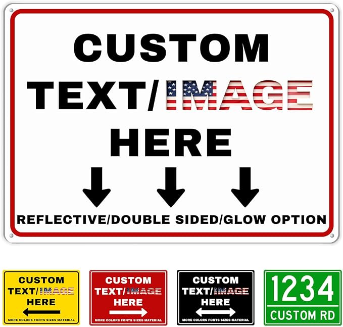Custom Directional Arrow Sign Large, Glow in the Dark/Reflective Option by Varugood