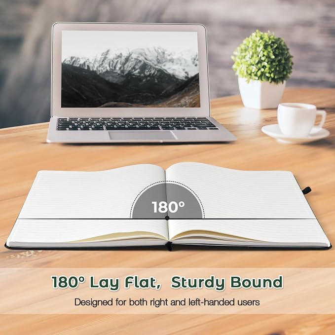 Lined Journal Notebook, 8.5" x 11" Hardcover Leather Notebook - Image 3