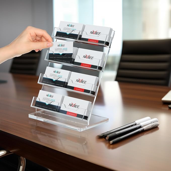 NIUBEE Acrylic Business Card Holder 8 Slots - Image 7