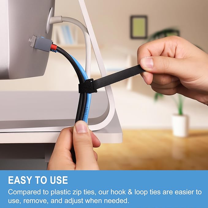 1, Cable Straps | Hook & Loop Cord Organizer, Cable Management - Image 5