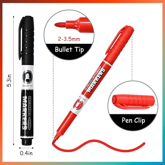 SUQJOY Dry Erase Markers, Fine Tip Whiteboard Marker, Low Odor Dry Markers - Image 3