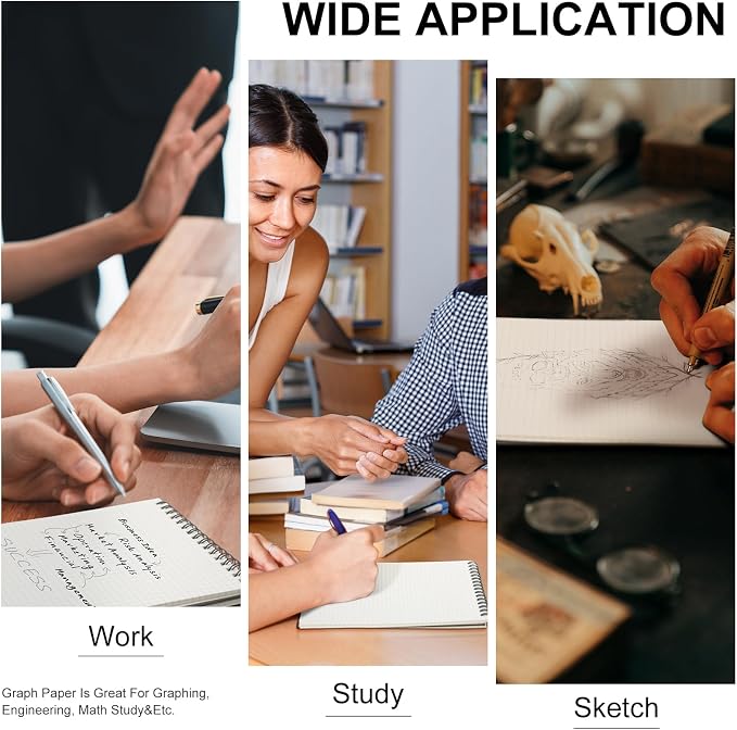 Engrowtic 3 Pack Graph Paper Spiral Notepad A5 Top Wirebound Notepad Grid - Image 4