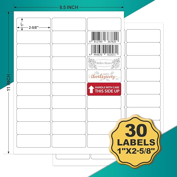 Address Labels 1’’x2-5/8’’ Stikcer Paper 30-UP 250 Sheets - Image 2
